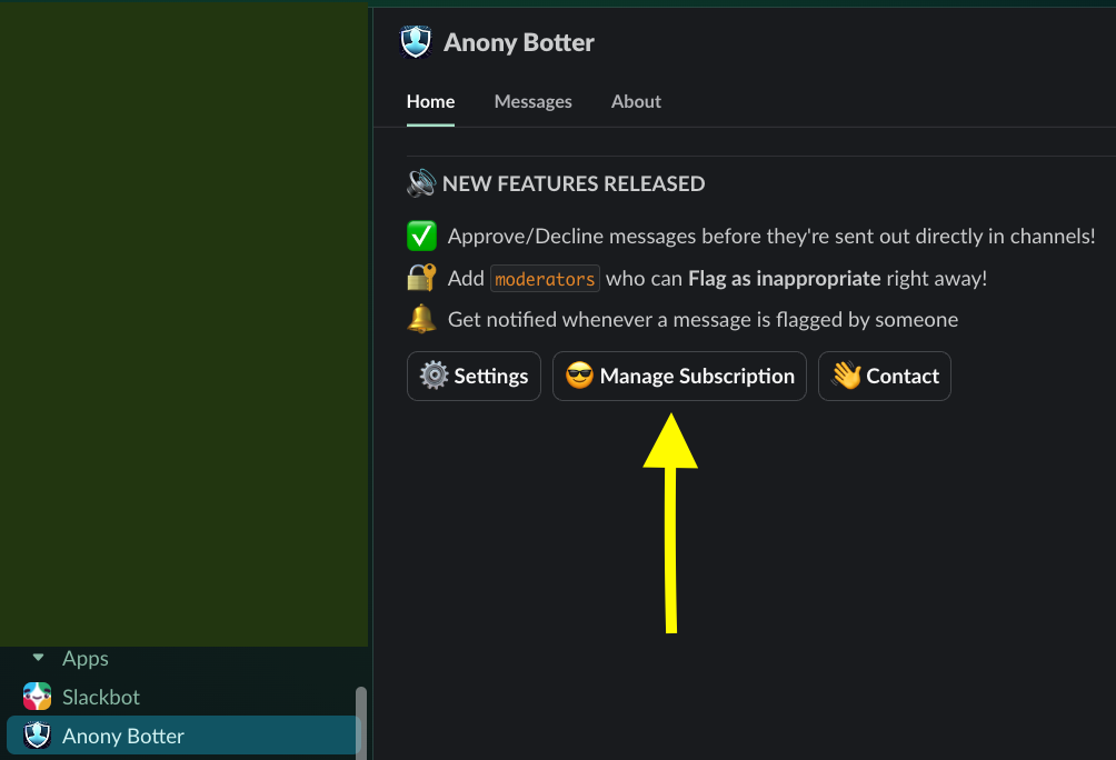 Step 1: Click on Manage Subscription